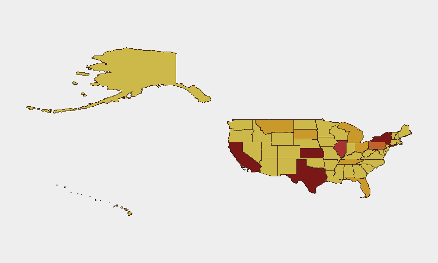 United States sub-national risk map