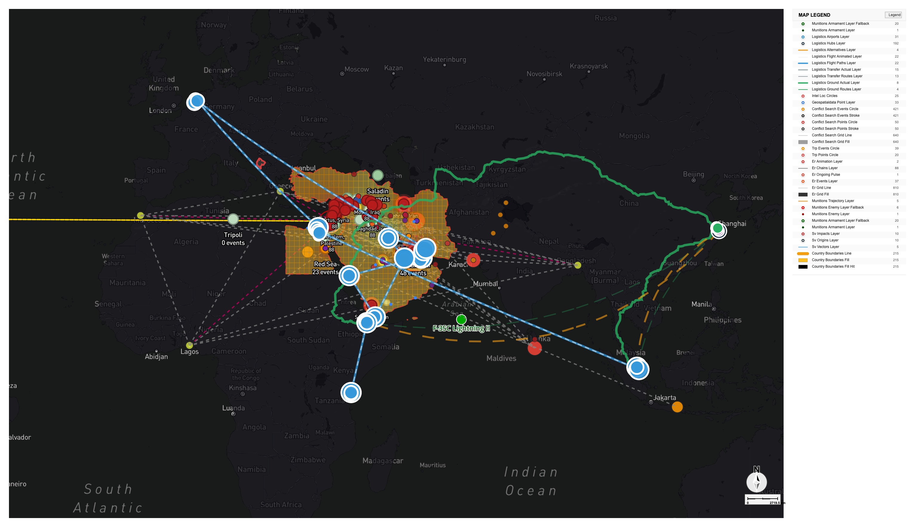 Middle East alternative trade routes map