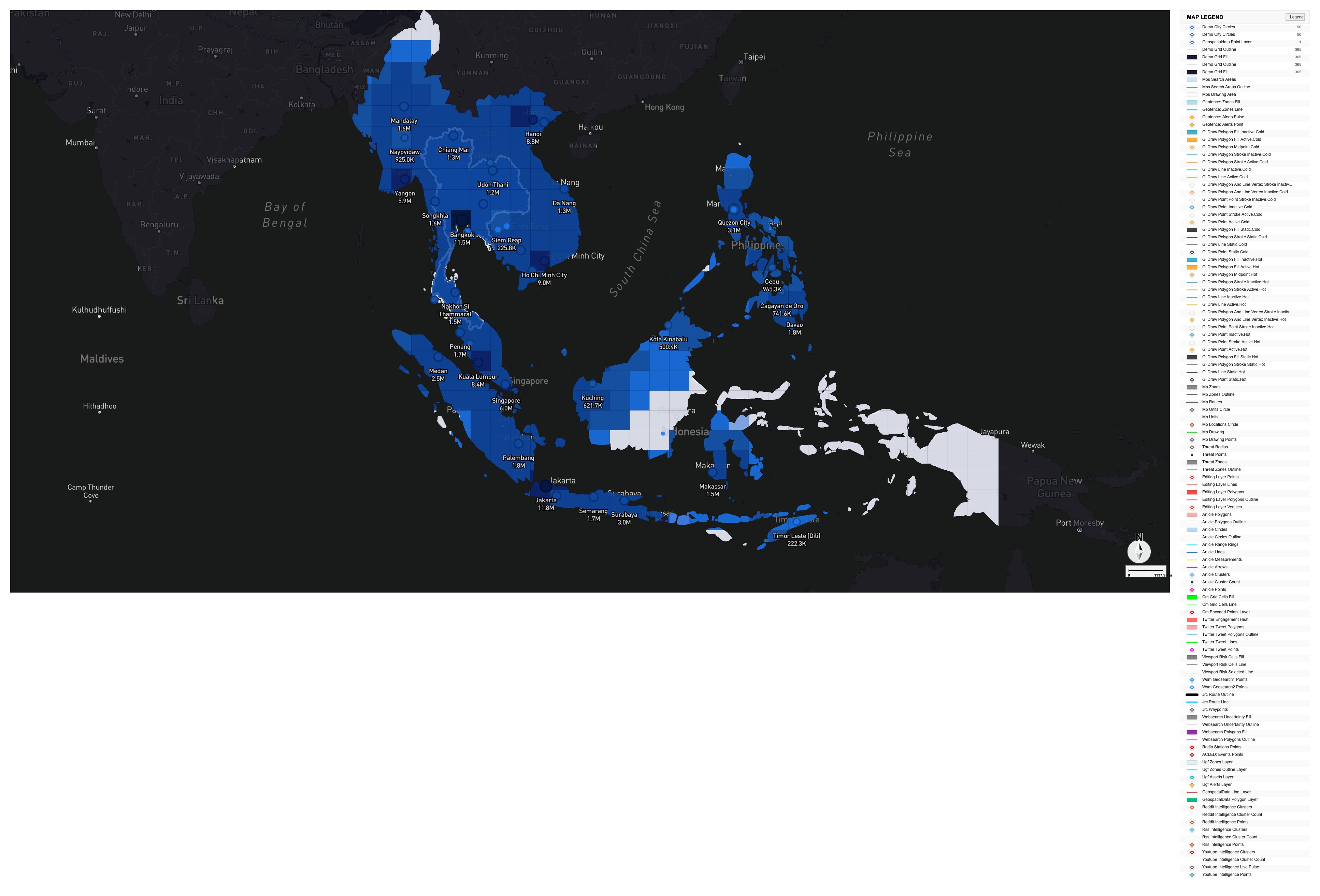 Southeast Asia population density map