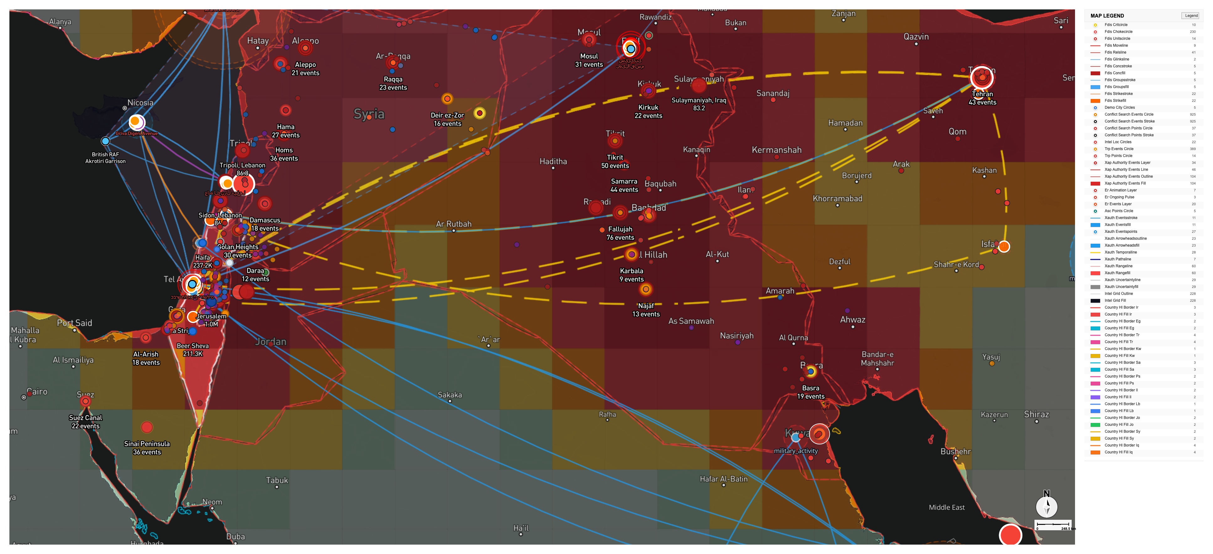 US Israel Iran regional situation map